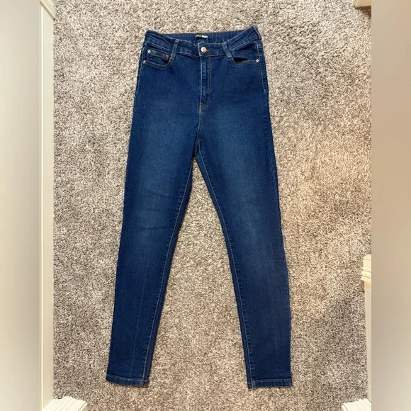 Fashion Nova High Waisted Dark Blue Skinny Jeans - Picture 1 of 4